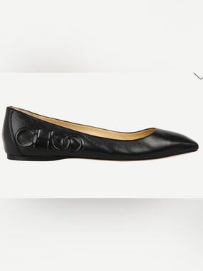 Jimmy Choo Black Square-Toe Leather Ballet Flats